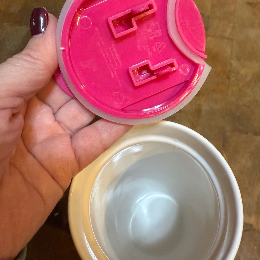 Ceramic Barbie Mug with Pink Lid Pink and White Travel Coffee Cup - Picture 11 of 16